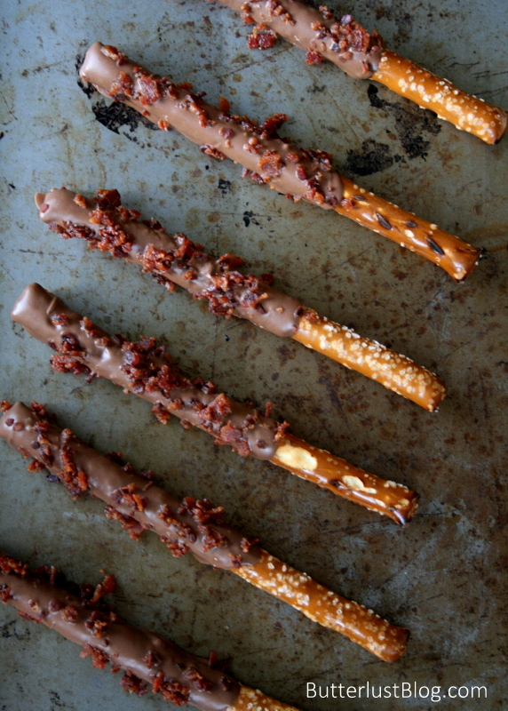Chocolate Covered Pretzels with Maple Smoked Bacon Crumbles